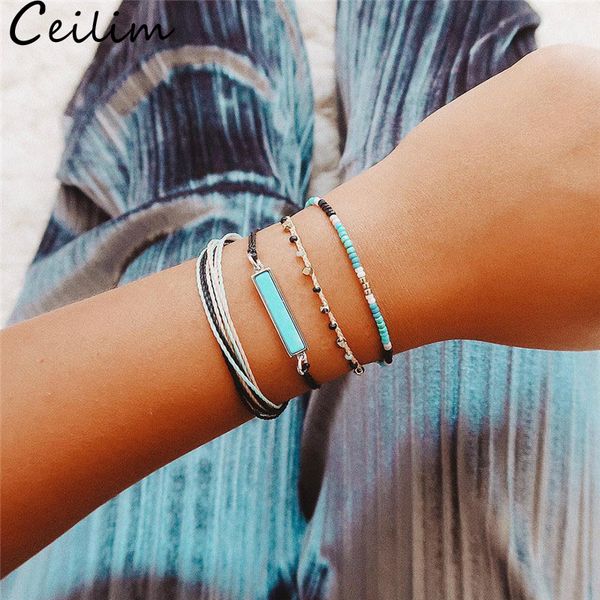 4 pcs set bohemia beach wax rope bracelets set handmade square charms blue seed bead friendship bracelet wax string chain bracelets bangles, Black
4 pcs set bohemia beach wax rope bracelets set handmade square charms blue seed bead friendship bracelet wax string chain bracelets bangles, Black
