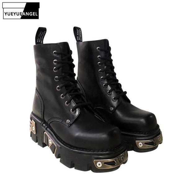 autumn winter women gothic metal thick platform shoes boyfriend style ankle boots lace up leather motorcycle boots fleece lining, Black
autumn winter women gothic metal thick platform shoes boyfriend style ankle boots lace up leather motorcycle boots fleece lining, Black