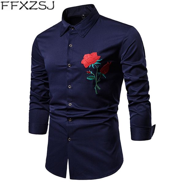 ffxzsj brand autumn new men's shirts rose embroidery lapel large size casual repair long-sleeved shirt camisa masculina, White;black
ffxzsj brand autumn new men's shirts rose embroidery lapel large size casual repair long-sleeved shirt camisa masculina, White;black