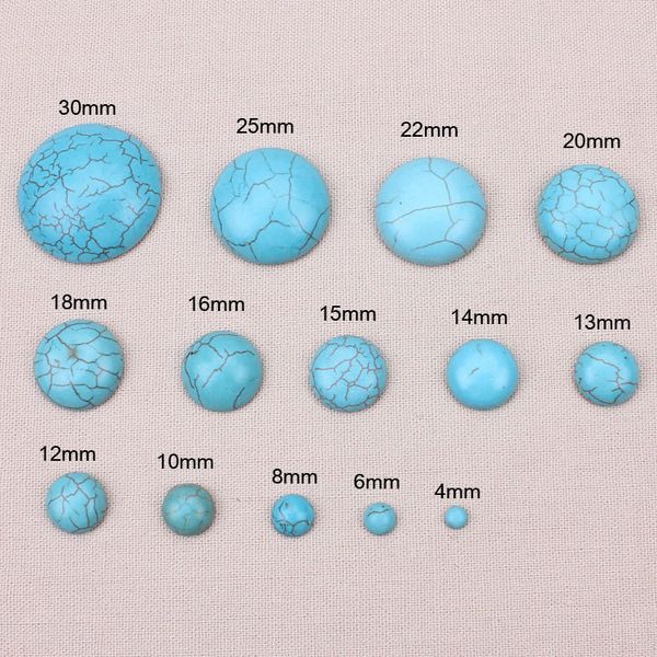 

10pcs/lot half round flat back cabochons blue howlite smooth natural stone beads jewelry findings for diy necklace bracelet, Black