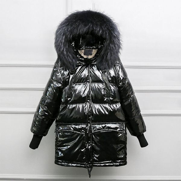 big raccoon fur collar hooded long wadded jacket women's winter warm down jackets large size loose glossy coats outwear overcoat, Black
big raccoon fur collar hooded long wadded jacket women's winter warm down jackets large size loose glossy coats outwear overcoat, Black