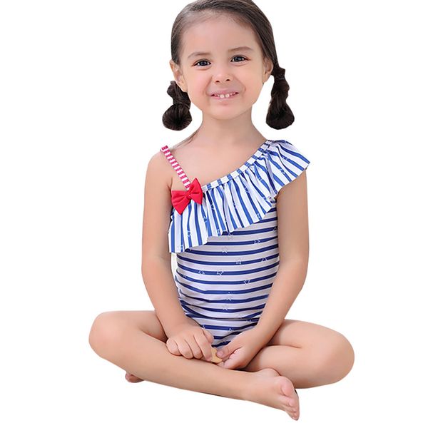 2019 new one piece children swimwear for girls striped printed monokini swimsuit bowknot halter baby backless jumpsuit, White
2019 new one piece children swimwear for girls striped printed monokini swimsuit bowknot halter baby backless jumpsuit, White