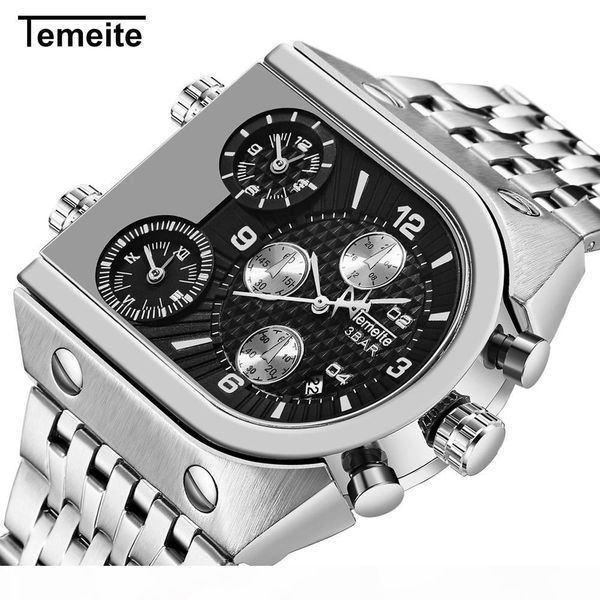 temeite brand men's big dial 3 time zone business square quartz watches men military waterproof wristwatch relogio masculino, Slivery;brown
temeite brand men's big dial 3 time zone business square quartz watches men military waterproof wristwatch relogio masculino, Slivery;brown