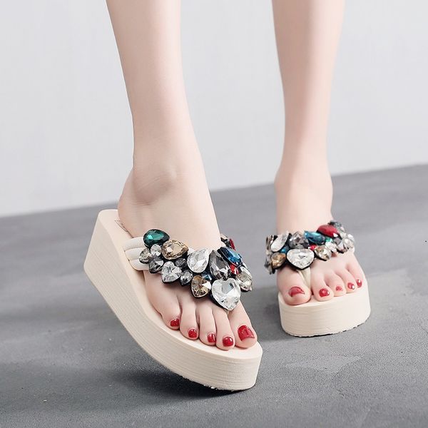 summer lady's crystal slippers high heel sandals casual fashion female beach flip flops women solid black eva wedges shoes
summer lady's crystal slippers high heel sandals casual fashion female beach flip flops women solid black eva wedges shoes