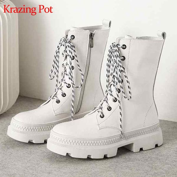 krazing pot new recommend full grain leather solid round toe rock punk design western platform boots lace up mid-calf boots l5f2, Black
krazing pot new recommend full grain leather solid round toe rock punk design western platform boots lace up mid-calf boots l5f2, Black