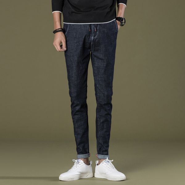 elasticity jeans men bandage cloth elastic waist drawstring lace-up skinny pants spring season long pants slim black fashion, Blue
elasticity jeans men bandage cloth elastic waist drawstring lace-up skinny pants spring season long pants slim black fashion, Blue