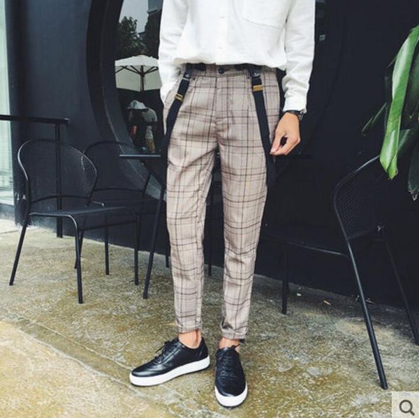 men's pants 2021 clothing boys plaid bib fashion spaghetti strap taper male the trend casual costumes, Black
men's pants 2021 clothing boys plaid bib fashion spaghetti strap taper male the trend casual costumes, Black