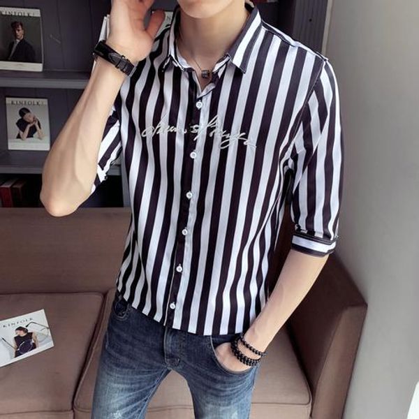 loldeal summer stripe shirt trend men's half sleeve shirt fashion youth letters printing casual slim fit men, White;black
loldeal summer stripe shirt trend men's half sleeve shirt fashion youth letters printing casual slim fit men, White;black