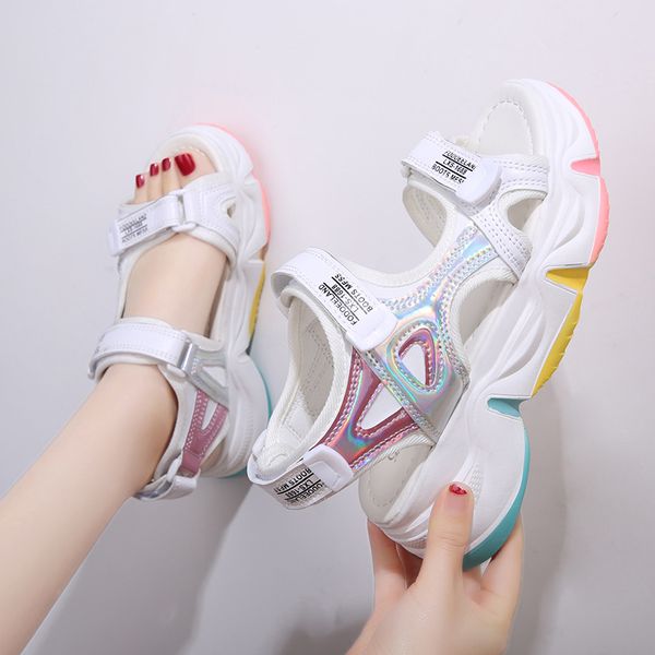 fashion platform sandals female summer 2020 women thick bottom rainbow sole hook & loop shoe wedge with open toe platform shoes, Black
fashion platform sandals female summer 2020 women thick bottom rainbow sole hook & loop shoe wedge with open toe platform shoes, Black