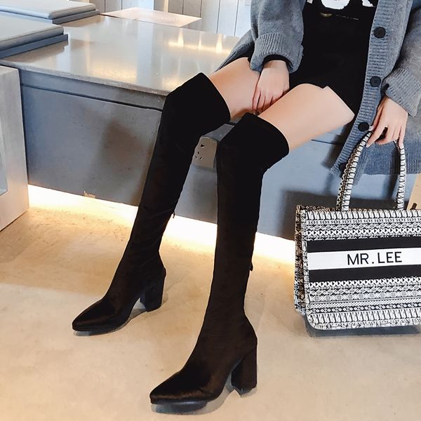 2019 women over the knee boots female long snow boots ladies luxury chunky winter warm plush block heels stripper shoes, Black
2019 women over the knee boots female long snow boots ladies luxury chunky winter warm plush block heels stripper shoes, Black