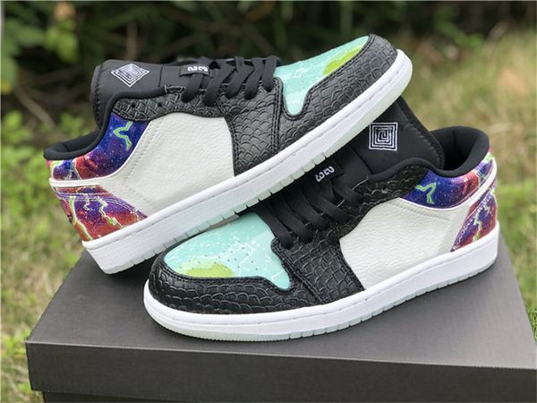 authentic 1 low galaxy basketball shoes men women glow in the dark black multi color white snake cw7309-090 sneakers with original box
authentic 1 low galaxy basketball shoes men women glow in the dark black multi color white snake cw7309-090 sneakers with original box