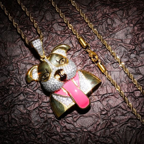 luxury bling zircon paved pendant necklace fashion men women 18k gold plated copper cartoon dog style hip hop necklace, Silver
luxury bling zircon paved pendant necklace fashion men women 18k gold plated copper cartoon dog style hip hop necklace, Silver