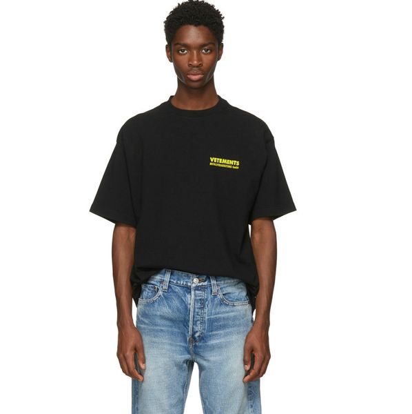 18ss vêtements желтый logo печатный tee урожай сплошной цвет короткие рукава мужчины женщины summer casual hip hop street скейтборд футболка, White;black 
18ss vêtements желтый logo печатный tee урожай сплошной цвет короткие рукава мужчины женщины summer casual hip hop street скейтборд футболка, White;black