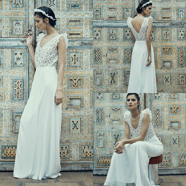 2019 vintage country wedding dresses v neck floor length cap sleeve satin lace wedding gowns custom made appliques bohemian bridal dress, White
2019 vintage country wedding dresses v neck floor length cap sleeve satin lace wedding gowns custom made appliques bohemian bridal dress, White