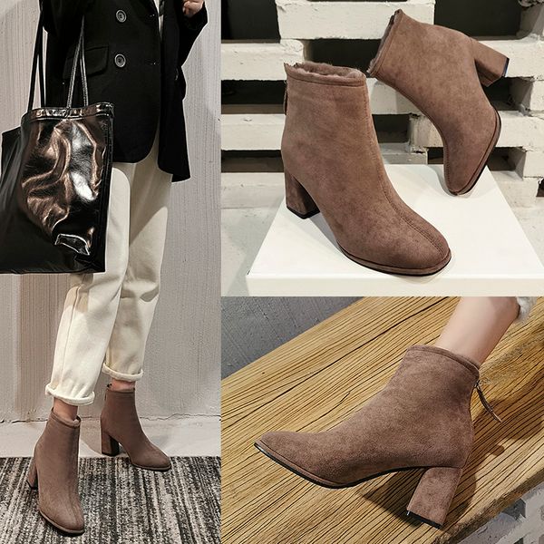 women boots high heels women's rubber shoes rain boots-women luxury designer round toe zipper booties ladies winter footwear, Black
women boots high heels women's rubber shoes rain boots-women luxury designer round toe zipper booties ladies winter footwear, Black