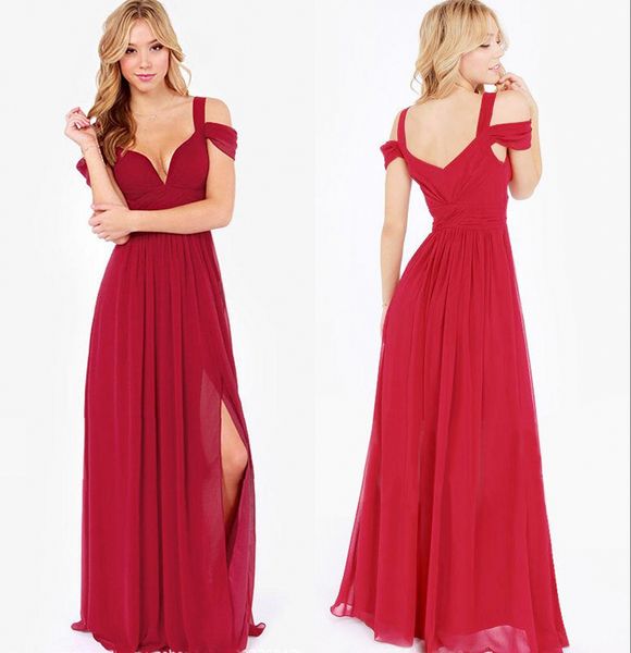 long dark burgundy bridesmaid dresses v neck chiffon floor length wedding guest wear prom dress plus size maid of honor gowns dh388, White;pink
long dark burgundy bridesmaid dresses v neck chiffon floor length wedding guest wear prom dress plus size maid of honor gowns dh388, White;pink