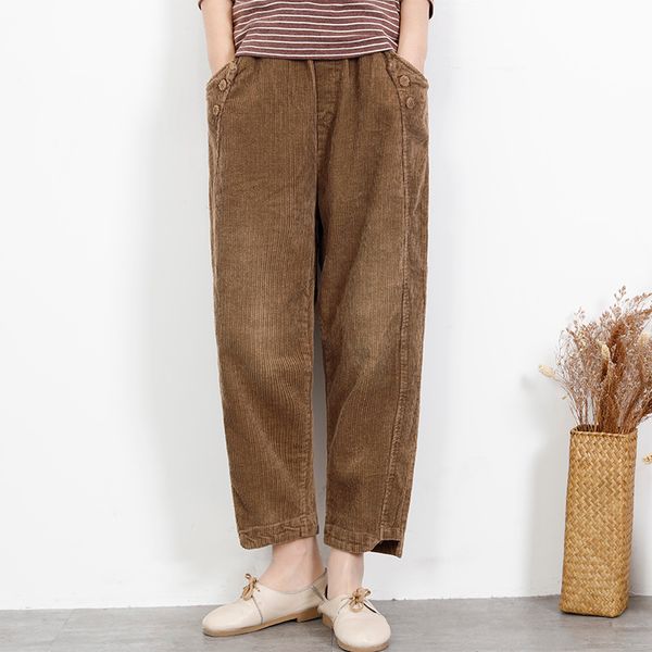 women pants corduroy 2019 thick autumn spring casual straight solid color elastic waist trousers pockets women fashion pants, Black;white
women pants corduroy 2019 thick autumn spring casual straight solid color elastic waist trousers pockets women fashion pants, Black;white