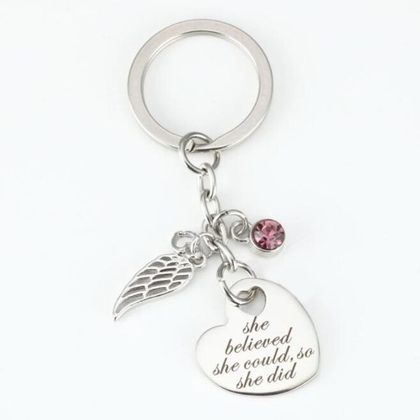 fashion jewelry lettering heart necklace key chain angel wings pendant she believed she could so she did, Silver
fashion jewelry lettering heart necklace key chain angel wings pendant she believed she could so she did, Silver