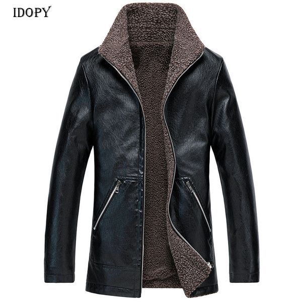 idopy winter warm mens faux leather trench coats men fleece lined parkas overcoats luxury slim long coats plus size m-8xl, Black
idopy winter warm mens faux leather trench coats men fleece lined parkas overcoats luxury slim long coats plus size m-8xl, Black