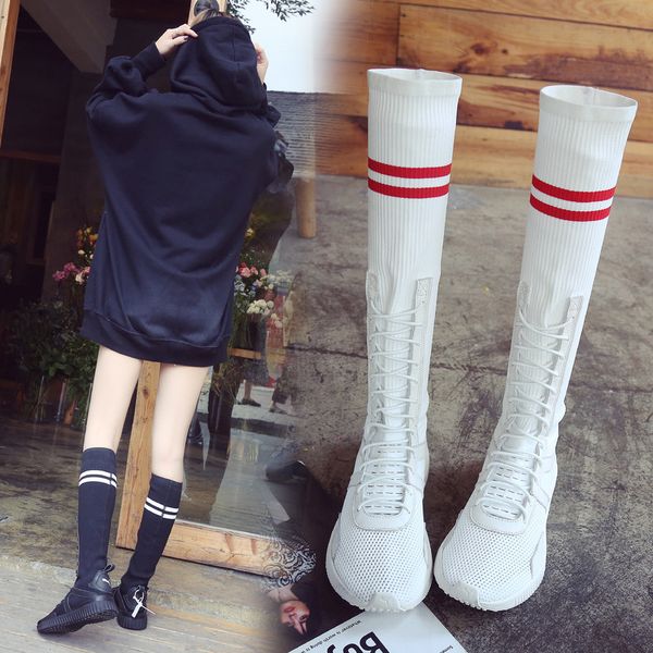 cross lacing high shoes stockings female college breeze breathable mesh cool boots with box, Black
cross lacing high shoes stockings female college breeze breathable mesh cool boots with box, Black