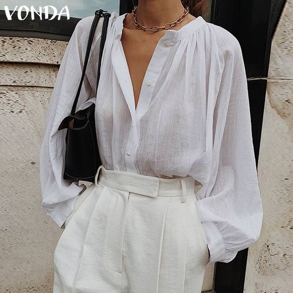 women's blouses & shirts women party blouse 2021 tunic vonda casual solid long lantern sleeve office blusas femininas plus size, White
women's blouses & shirts women party blouse 2021 tunic vonda casual solid long lantern sleeve office blusas femininas plus size, White