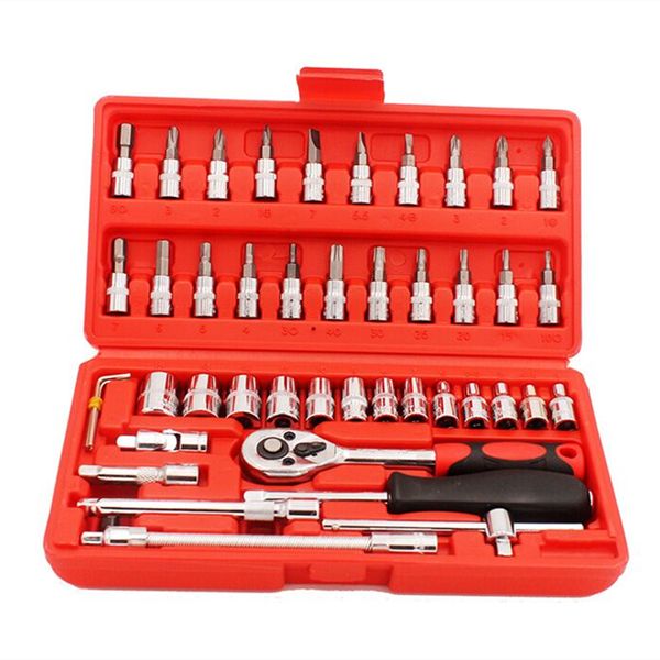 46pcs auto repair kit socket set with ratchet spanner batch head combination tools household car repair tools set hardware
46pcs auto repair kit socket set with ratchet spanner batch head combination tools household car repair tools set hardware