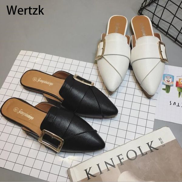 wertzk 2019 slim fashion slipper casual pointed toe sandals female slipper slip on loafers baotou flat buckle single shoes d018, Black
wertzk 2019 slim fashion slipper casual pointed toe sandals female slipper slip on loafers baotou flat buckle single shoes d018, Black