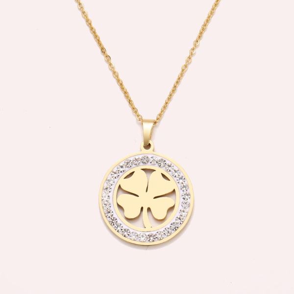 tf-187 stainless steel crystal round pendants necklace women choker jewelry clover trendy necklaces chain valentine's day, Silver
tf-187 stainless steel crystal round pendants necklace women choker jewelry clover trendy necklaces chain valentine's day, Silver