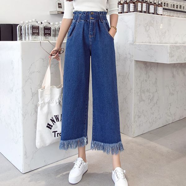 ruffles jeans woman autumn high elastic waist jeans trousers tassel vintage denim wide leg pants korean plus size new v766, Blue
ruffles jeans woman autumn high elastic waist jeans trousers tassel vintage denim wide leg pants korean plus size new v766, Blue