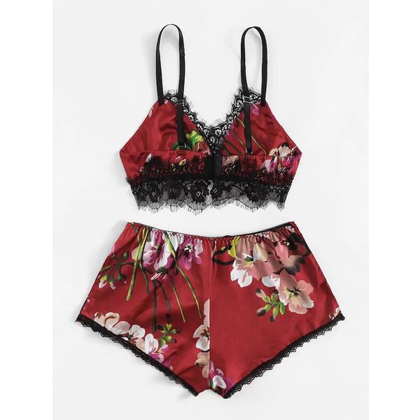 fashion pyjamas women lingerie lace satin trim floral bow lingerie set pajamas babydoll sleepwear shein pizama damska, Blue;gray 
fashion pyjamas women lingerie lace satin trim floral bow lingerie set pajamas babydoll sleepwear shein pizama damska, Blue;gray