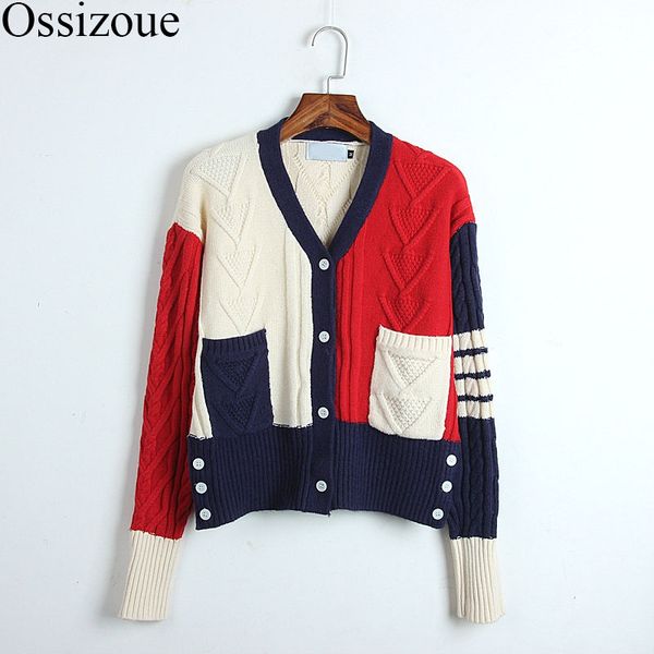 2020 autumn winter women cardigan korean sweater vintage v-neck coats striped knit short thick loose chic casual female outwear, White
2020 autumn winter women cardigan korean sweater vintage v-neck coats striped knit short thick loose chic casual female outwear, White