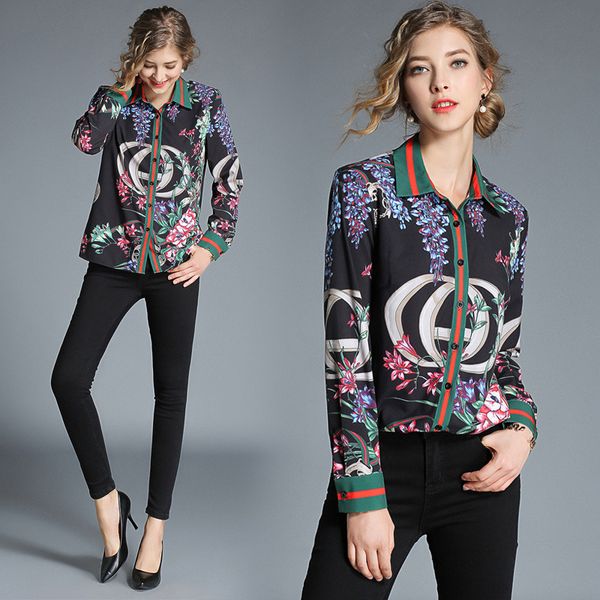 2020 new runway printed shirt designer plus size women fashion long sleeve lapel neck ladies blouses slim elegant office button shirts, White
2020 new runway printed shirt designer plus size women fashion long sleeve lapel neck ladies blouses slim elegant office button shirts, White