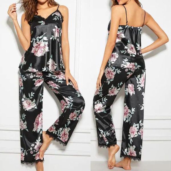 pajamas for women overall print 2pcs silk pajamas set satin pyjamas with trousers lace sleepwear home clothes, Black;red
pajamas for women overall print 2pcs silk pajamas set satin pyjamas with trousers lace sleepwear home clothes, Black;red