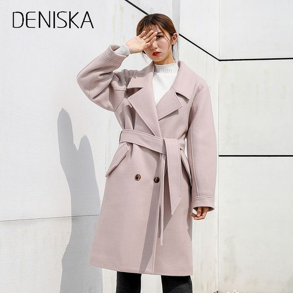 deniska casual women woolen coat 2018 winter double breasted belt turn-down collar female wool blends, Black
deniska casual women woolen coat 2018 winter double breasted belt turn-down collar female wool blends, Black