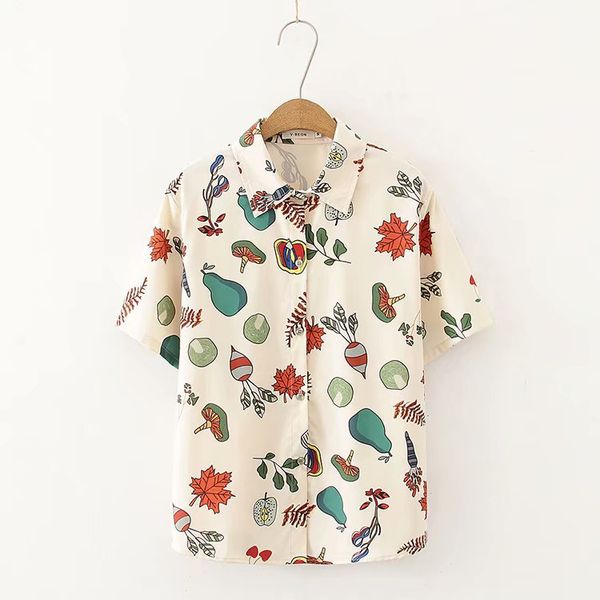 women's blouses & shirts summer short sleeve shirt women casual loose turn-down collar cartoon print harajuku mori girl chic, White
women's blouses & shirts summer short sleeve shirt women casual loose turn-down collar cartoon print harajuku mori girl chic, White