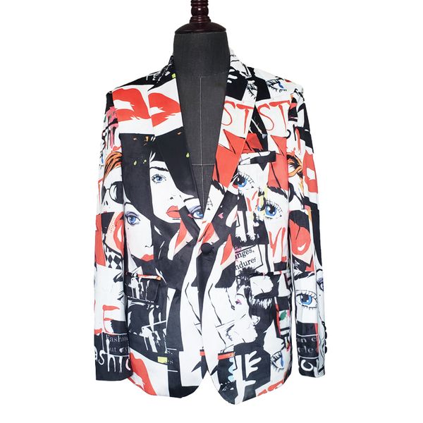 singer hip hop blazer for men 2019 harajuku printing casual blazers plus size graffiti personality men's fashion suit jackets, White;black
singer hip hop blazer for men 2019 harajuku printing casual blazers plus size graffiti personality men's fashion suit jackets, White;black