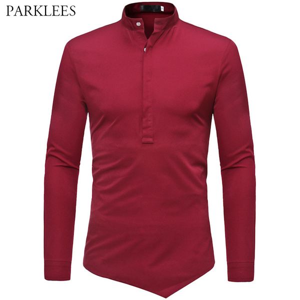 wine red men shirts stand collar slim fit mens dress shirt casual daily long sleeve shirt for men irregular hem camisa masculina, White;black
wine red men shirts stand collar slim fit mens dress shirt casual daily long sleeve shirt for men irregular hem camisa masculina, White;black