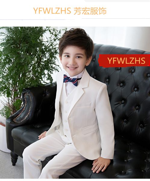 

handsome two buttons notch lapel kid complete designer handsome boy wedding suit boys' attire custom-made (jacket+pants+tie+vest) a29, Black