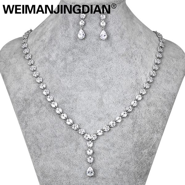 weimanjingdian long drop cubic zirconia cz crystal tennis necklace and earring wedding jewelry sets for bride or bridesmaid j190704, Silver
weimanjingdian long drop cubic zirconia cz crystal tennis necklace and earring wedding jewelry sets for bride or bridesmaid j190704, Silver