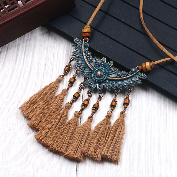 s1422 bohemian fashion jewelry women's vintage necklace handmade beads tassels pendant necklace, Silver
s1422 bohemian fashion jewelry women's vintage necklace handmade beads tassels pendant necklace, Silver