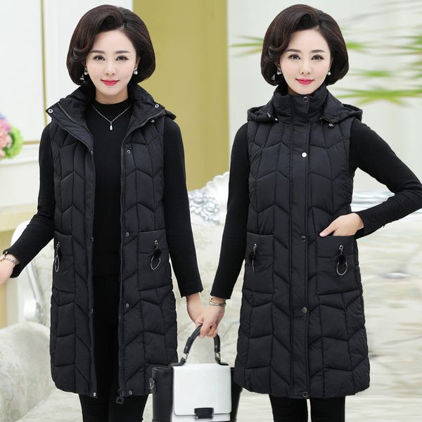 middle and old aged women's winter vest jacket new large size down cotton waistcoat hooded fashion sleeveless coat long f2295, Black;white
middle and old aged women's winter vest jacket new large size down cotton waistcoat hooded fashion sleeveless coat long f2295, Black;white