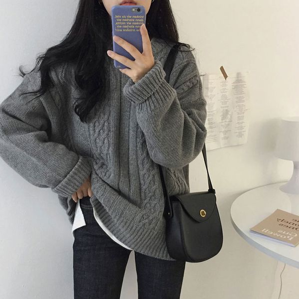 chic twisted sweaters women 2019 new autumn winter korean students loose solid color long-sleeved pullovers female all match top, White;black
chic twisted sweaters women 2019 new autumn winter korean students loose solid color long-sleeved pullovers female all match top, White;black