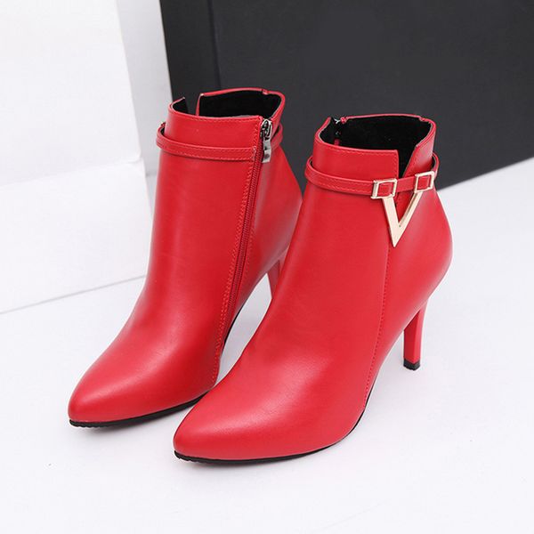 lianhuaxiang fashion pu leather shoes thin high heels short bootie female zipper point toe ankle boot for women winter warm shoe, Black
lianhuaxiang fashion pu leather shoes thin high heels short bootie female zipper point toe ankle boot for women winter warm shoe, Black
