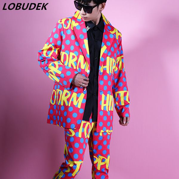 men's suits & blazers pink colorful dot letter graffiti suit tide male singer dancer bar nightclub concert stage punk hip hop rock cost, White;black
men's suits & blazers pink colorful dot letter graffiti suit tide male singer dancer bar nightclub concert stage punk hip hop rock cost, White;black