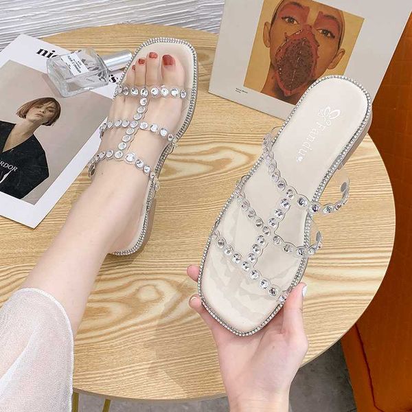 rhinestone studs open toe weave clear sandals women glitter crystal bordered gladiator sandalias square toe flats flip flops2020, Black
rhinestone studs open toe weave clear sandals women glitter crystal bordered gladiator sandalias square toe flats flip flops2020, Black