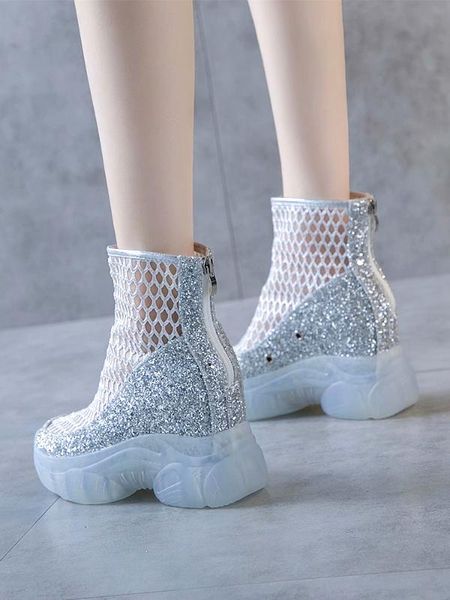 summer crystal bottom jelly shoes increased in the wild mesh gauze sandals breathable hollow ultra high wedge heel boots, Black
summer crystal bottom jelly shoes increased in the wild mesh gauze sandals breathable hollow ultra high wedge heel boots, Black