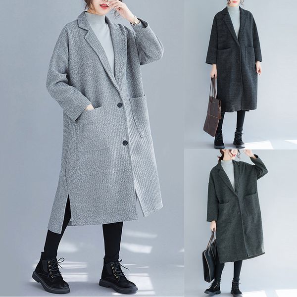 hsu women's fashion solid vertical coat long coat women plus size casual woolen cloth medium length lingerie manteau femme, Black
hsu women's fashion solid vertical coat long coat women plus size casual woolen cloth medium length lingerie manteau femme, Black