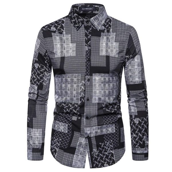 men's brand new long sleeve printed plaid business casual shirt men shirts long sleeve shirt men mens shirts dress, White;black
men's brand new long sleeve printed plaid business casual shirt men shirts long sleeve shirt men mens shirts dress, White;black