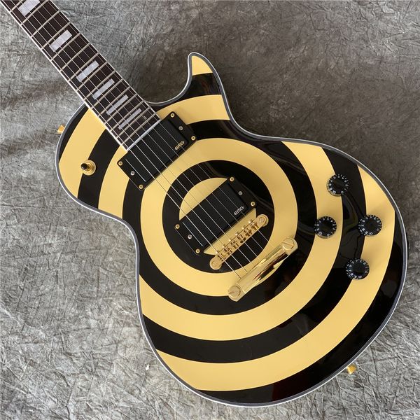 ustom shop zakk black twisted bullseye yellow electric guitar maple neck & fingerboard, white pearl block inlay, copy e
ustom shop zakk black twisted bullseye yellow electric guitar maple neck & fingerboard, white pearl block inlay, copy e