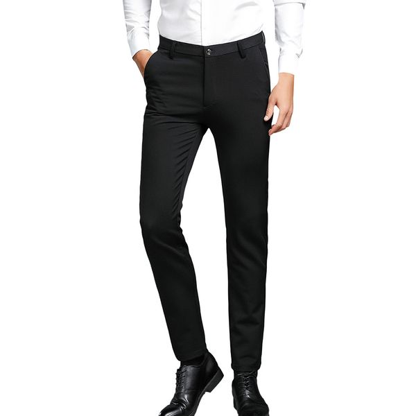 2019 men's new fashion solid casuall slim zippered business pants long trousers, White;black
2019 men's new fashion solid casuall slim zippered business pants long trousers, White;black